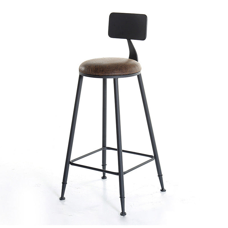 Industrial Bar and Counter Stool Low Back Stool with 4 Metal Legs