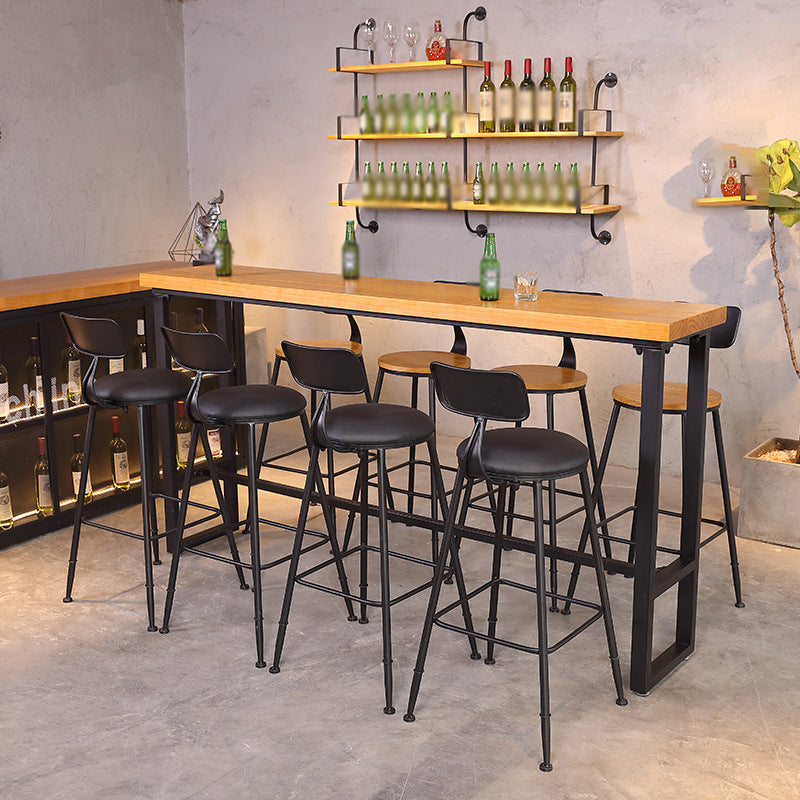 Industrial Bar and Counter Stool Low Back Stool with 4 Metal Legs