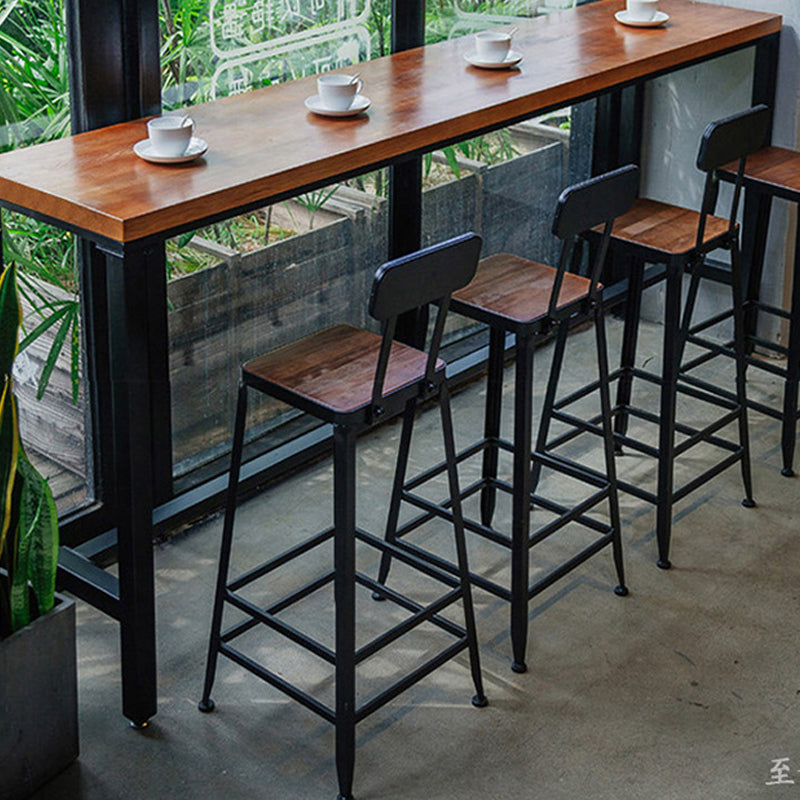 Industrial Bar and Counter Stool Low Back Stool with 4 Metal Legs