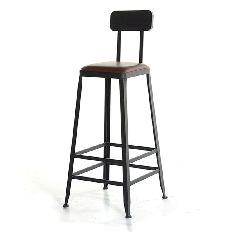 Industrial Bar and Counter Stool Low Back Stool with 4 Metal Legs