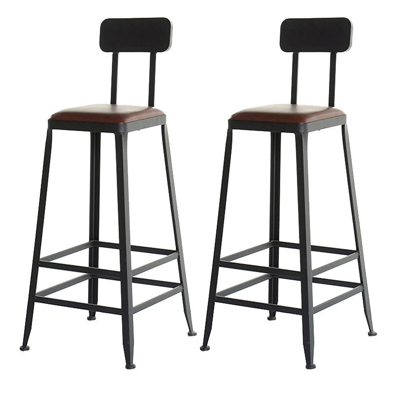Industrial Bar and Counter Stool Low Back Stool with 4 Metal Legs