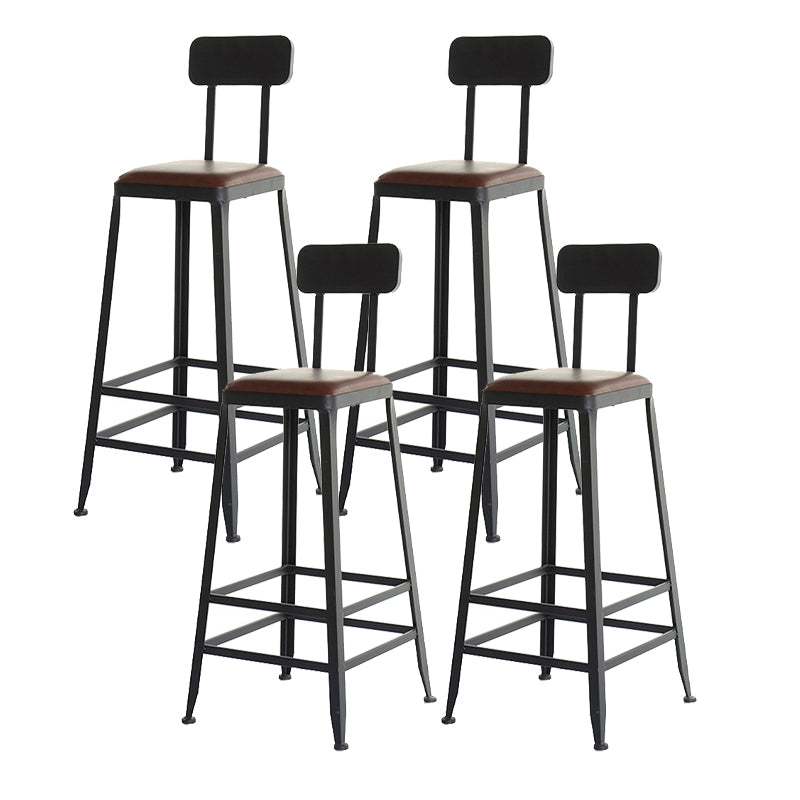 Industrial Bar and Counter Stool Low Back Stool with 4 Metal Legs