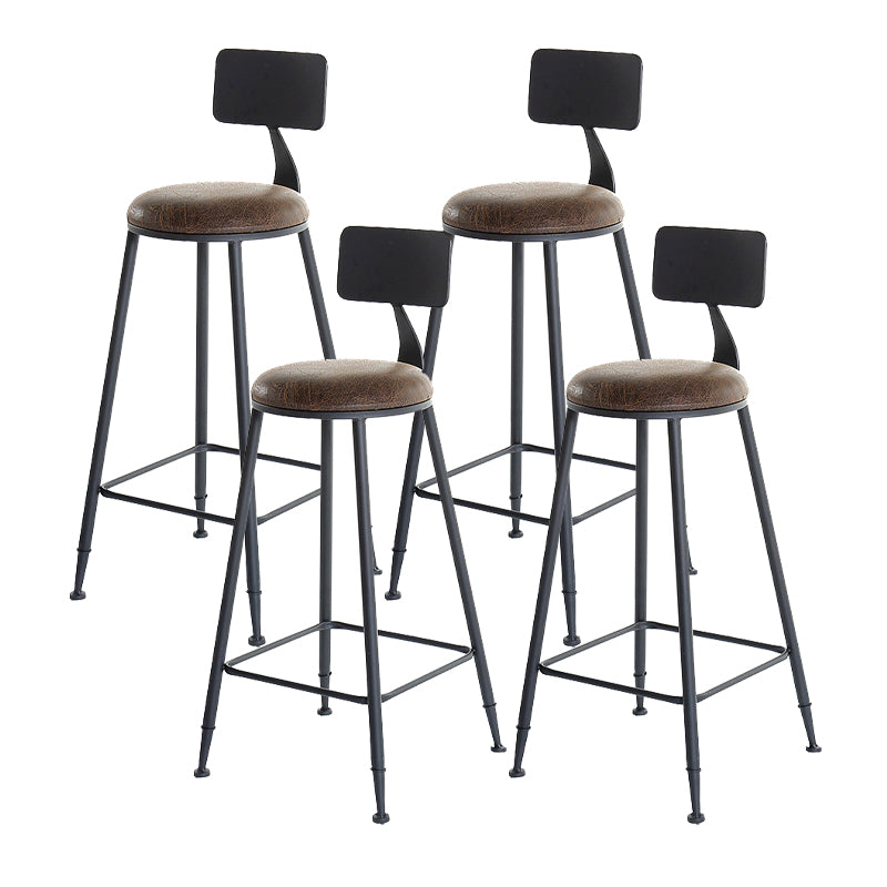 Industrial Bar and Counter Stool Low Back Stool with 4 Metal Legs