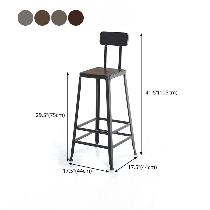 Industrial Bar and Counter Stool Low Back Stool with 4 Metal Legs