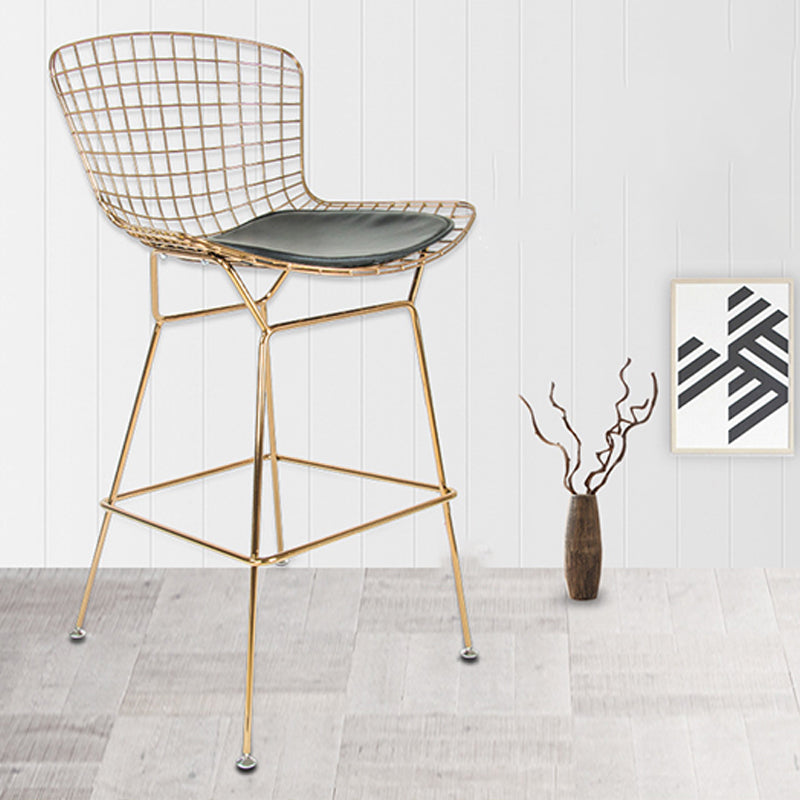 Contemporary Rectangle Bar and Counter Stool Metal Stool with 4 Legs
