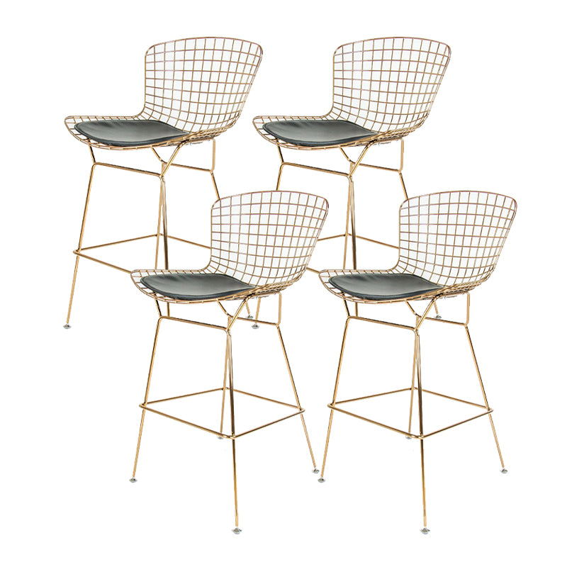 Contemporary Rectangle Bar and Counter Stool Metal Stool with 4 Legs