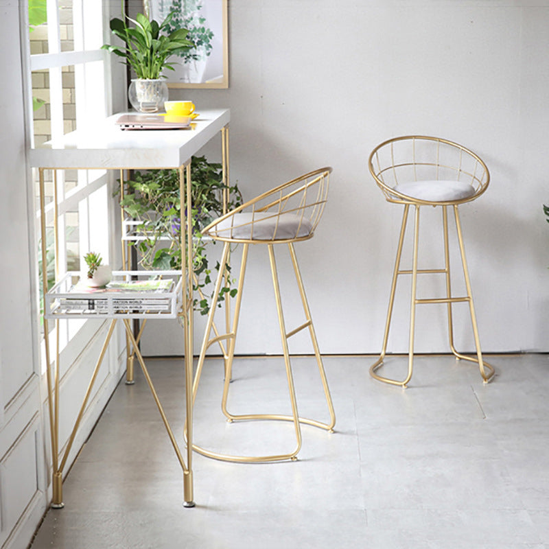 Scandinavian Bar and Counter Stool Low Back Stool with Sled Base in Gold