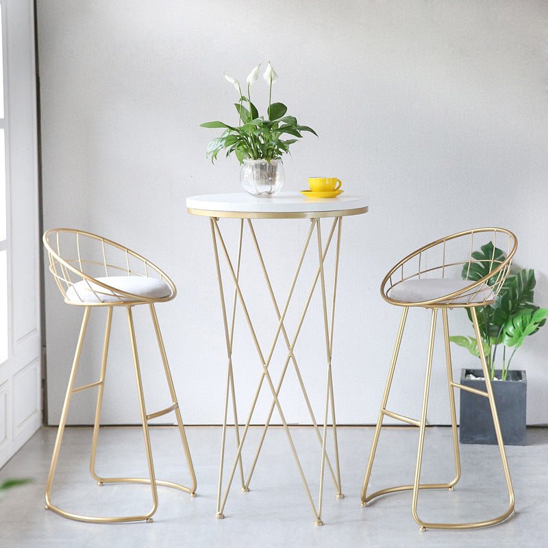 Scandinavian Bar and Counter Stool Low Back Stool with Sled Base in Gold