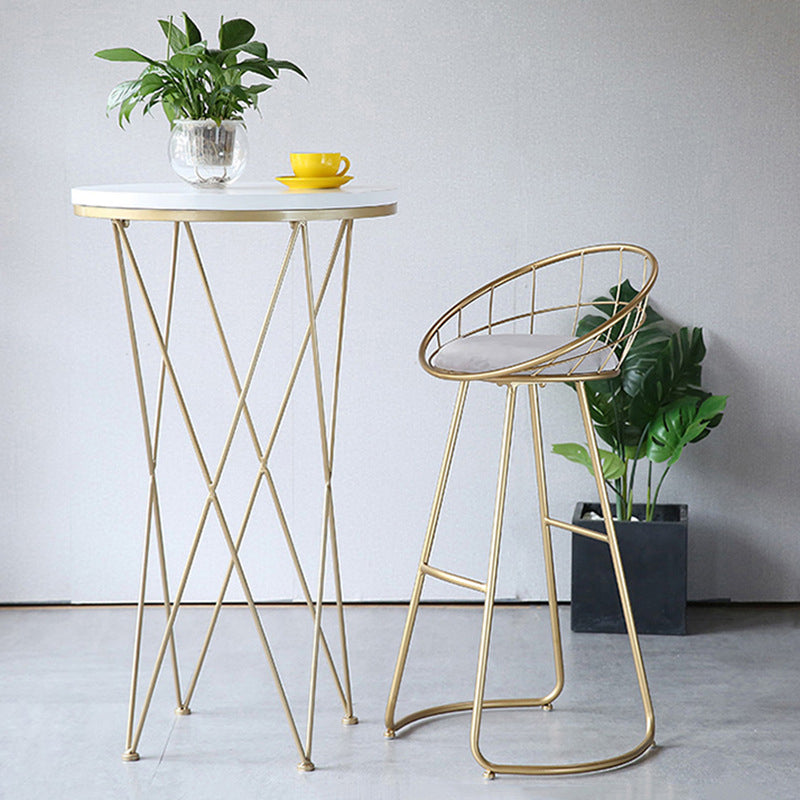 Scandinavian Bar and Counter Stool Low Back Stool with Sled Base in Gold