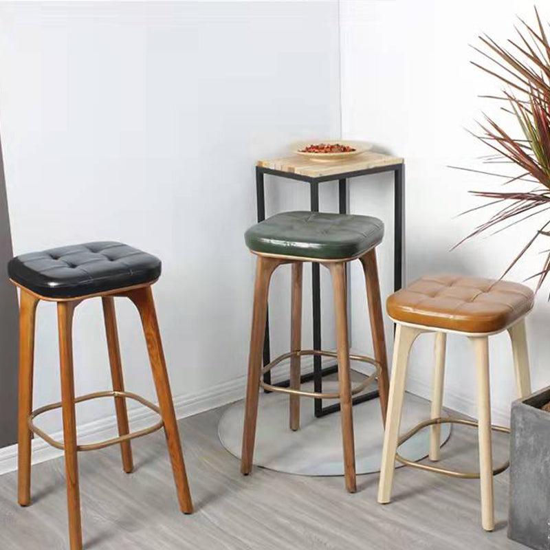 Modern Style Bar-stool PU Leather Counter Bar Stool with Wooden Legs
