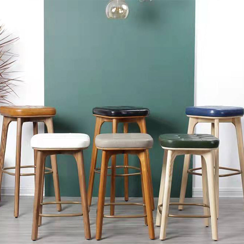 Modern Style Bar-stool PU Leather Counter Bar Stool with Wooden Legs