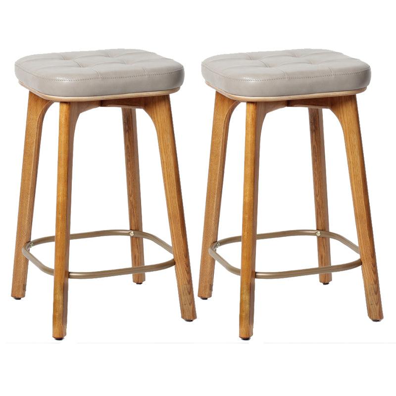 Modern Style Bar-stool PU Leather Counter Bar Stool with Wooden Legs