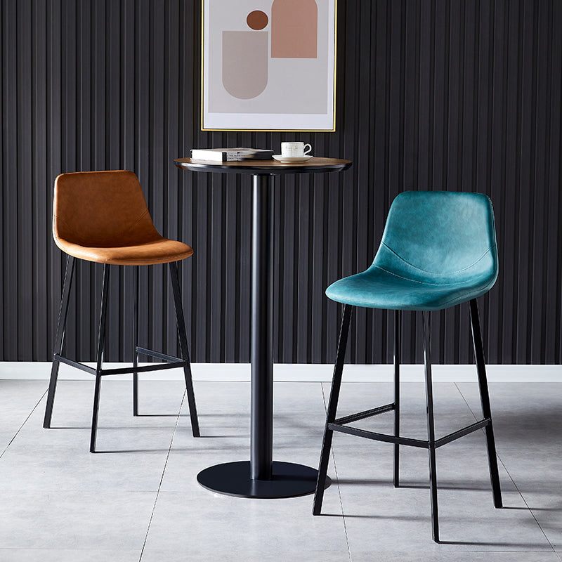 Contemporary Design Leather Counter Stool Low Back Armless Stools with Metal Base