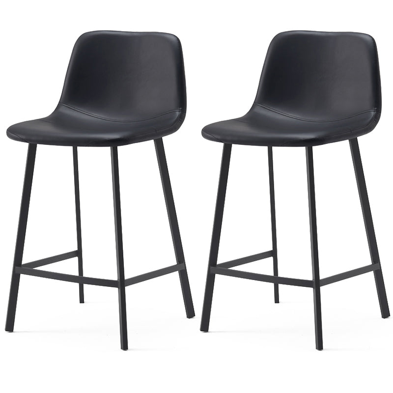 Contemporary Design Leather Counter Stool Low Back Armless Stools with Metal Base
