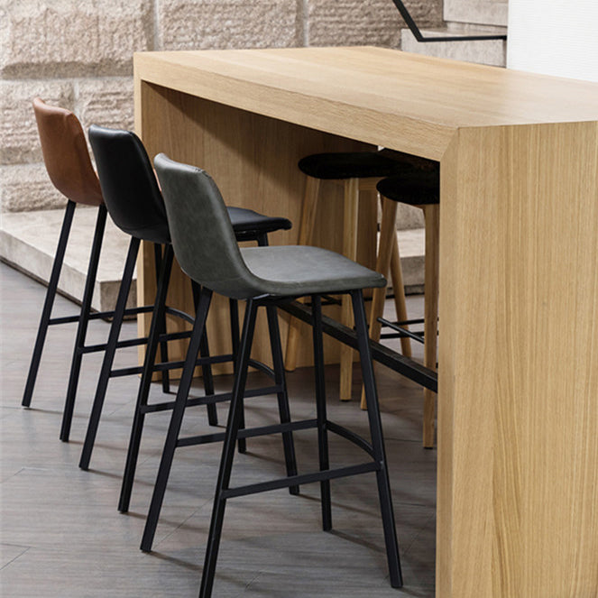 Contemporary Design Leather Counter Stool Low Back Armless Stools with Metal Base