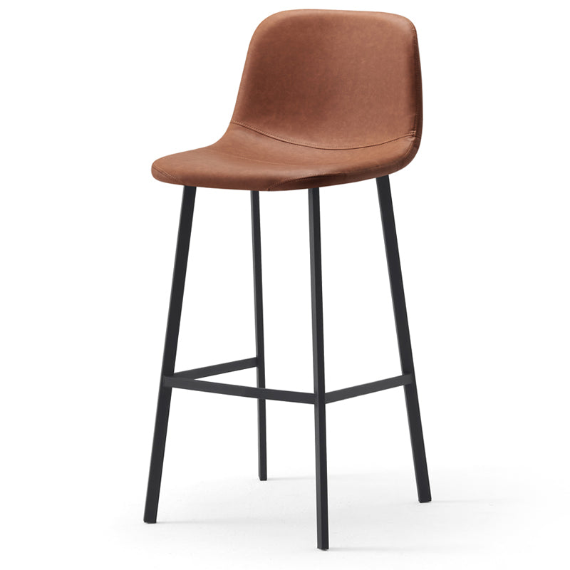 Contemporary Design Leather Counter Stool Low Back Armless Stools with Metal Base