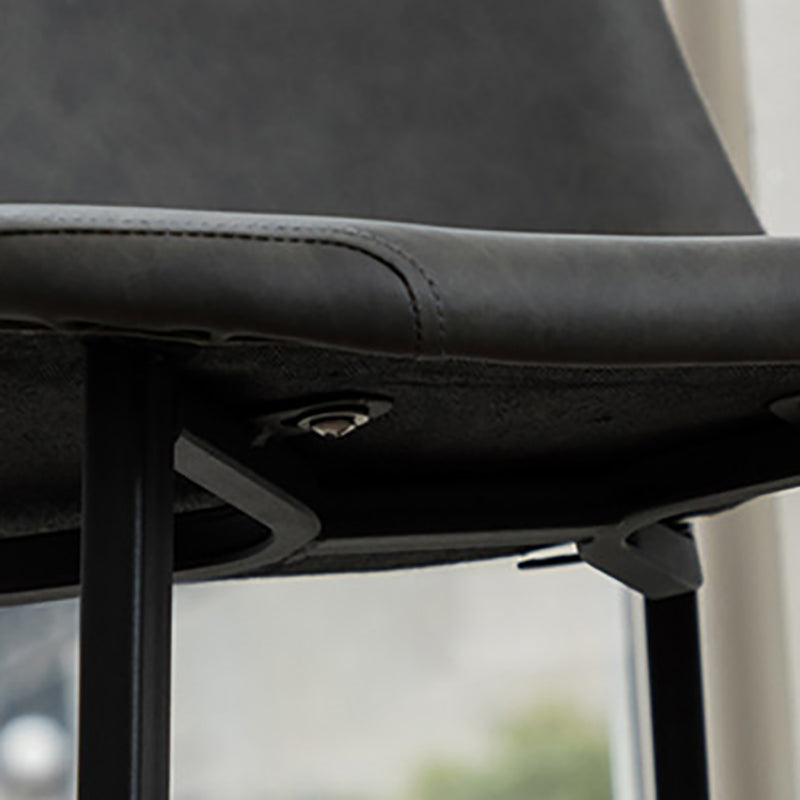 Contemporary Design Leather Counter Stool Low Back Armless Stools with Metal Base