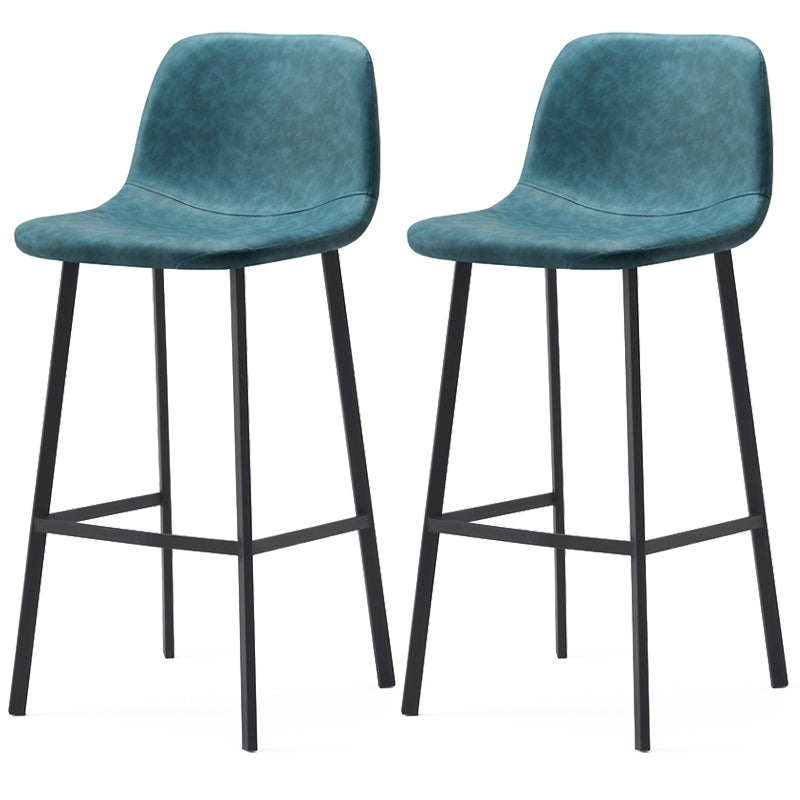 Contemporary Design Leather Counter Stool Low Back Armless Stools with Metal Base