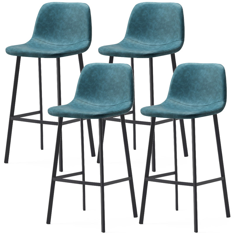 Contemporary Design Leather Counter Stool Low Back Armless Stools with Metal Base