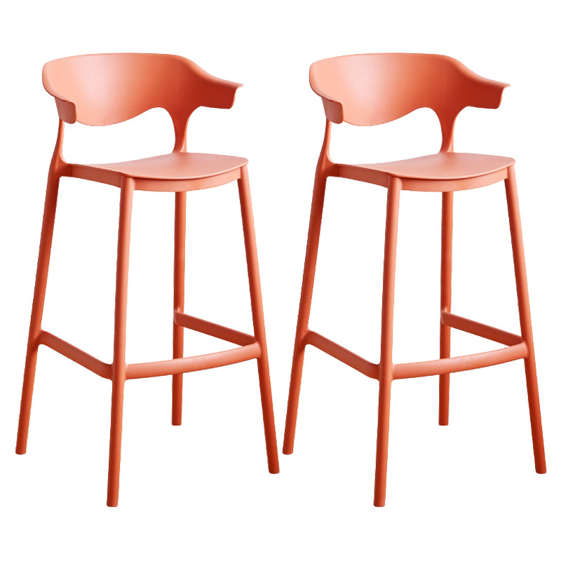 Plastic Contemporary Kitchen Dining Room Arm Stool Low Back Bar Stool