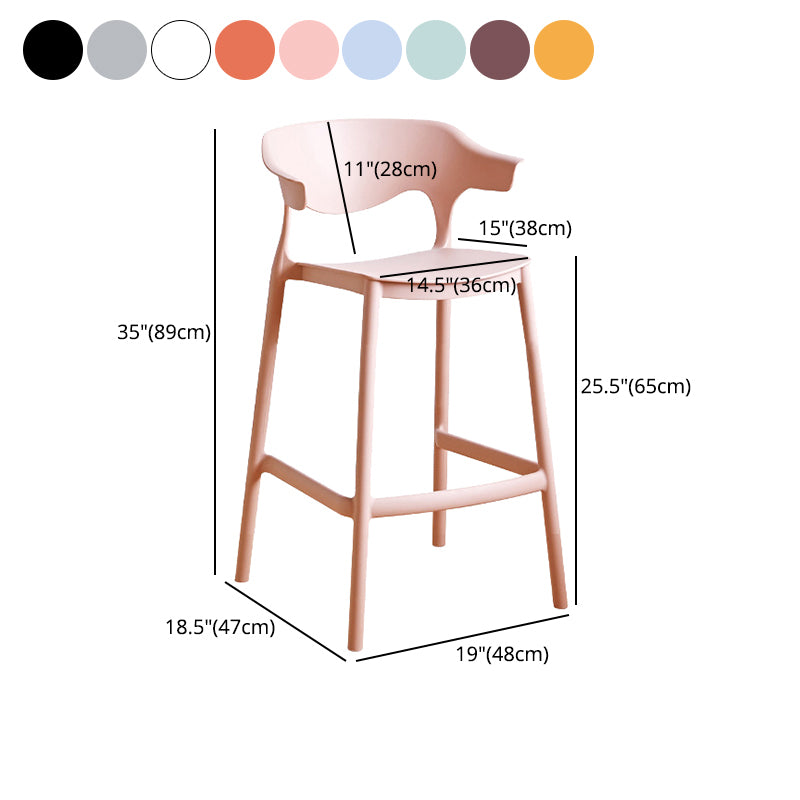 Plastic Contemporary Kitchen Dining Room Arm Stool Low Back Bar Stool