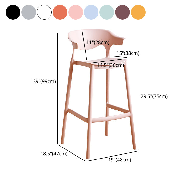 Plastic Contemporary Kitchen Dining Room Arm Stool Low Back Bar Stool