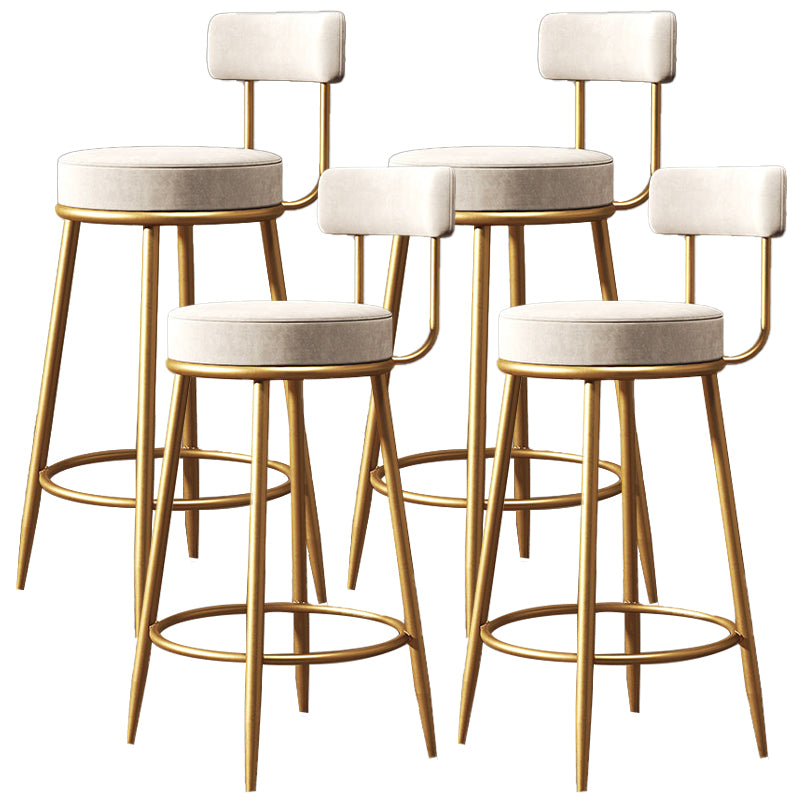 Nordic Glam Style Bar Stool Round Counter Bar Stool with Metal Legs