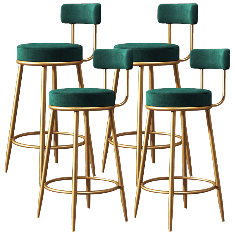 Nordic Glam Style Bar Stool Round Counter Bar Stool with Metal Legs