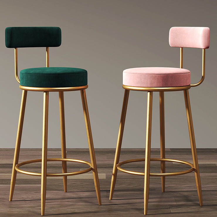 Nordic Glam Style Bar Stool Round Counter Bar Stool with Metal Legs
