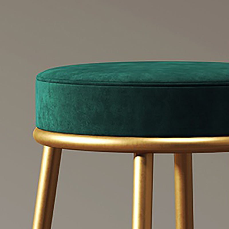 Nordic Glam Style Bar Stool Round Counter Bar Stool with Metal Legs