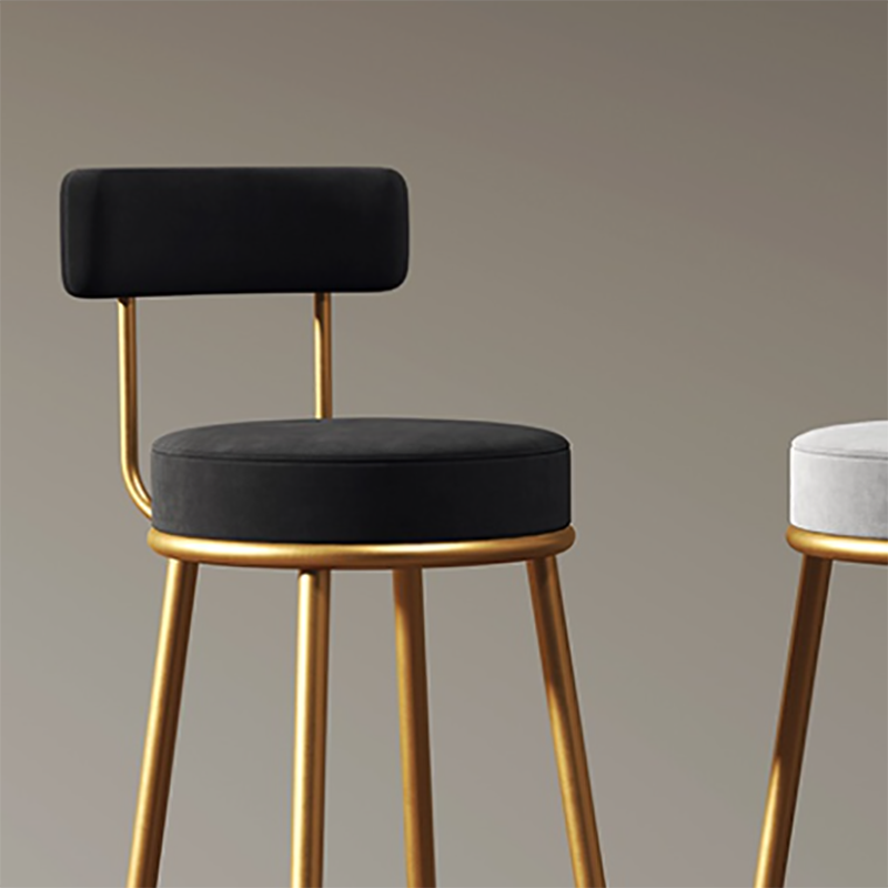 Nordic Glam Style Bar Stool Round Counter Bar Stool with Metal Legs
