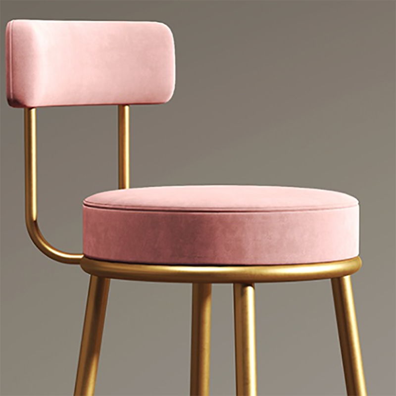 Nordic Glam Style Bar Stool Round Counter Bar Stool with Metal Legs