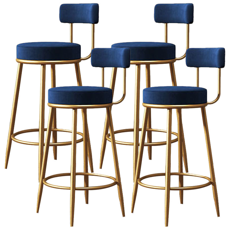 Nordic Glam Style Bar Stool Round Counter Bar Stool with Metal Legs