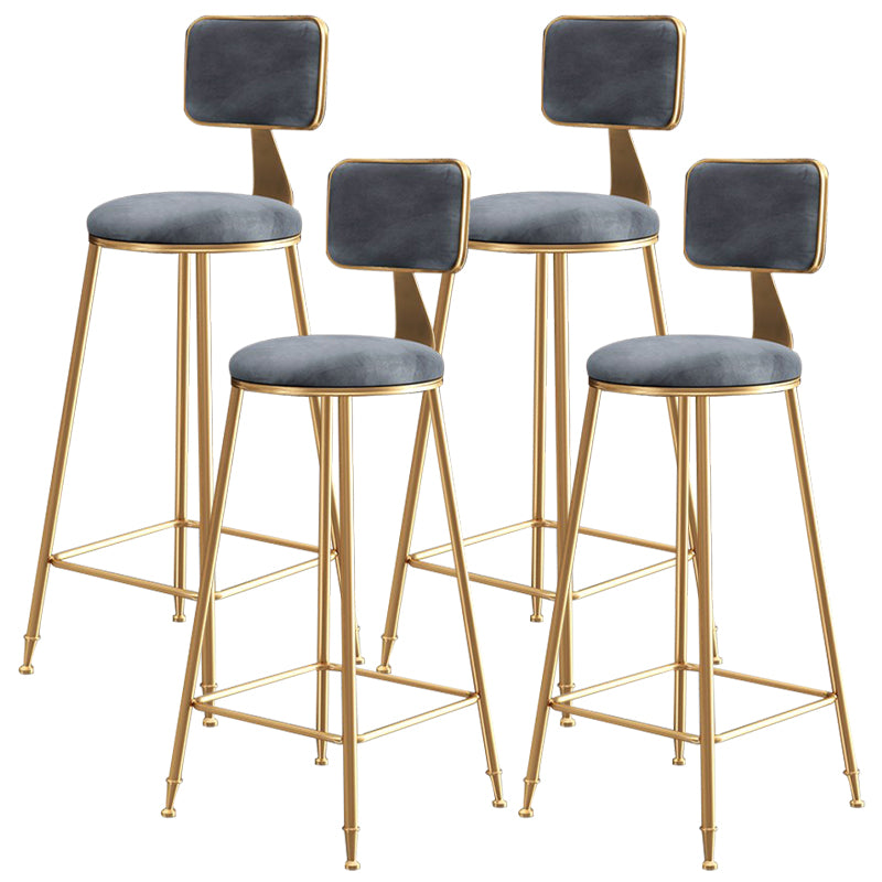 Nordic Glam Bar Stool Round Counter Bar-Stool with Metal Legs