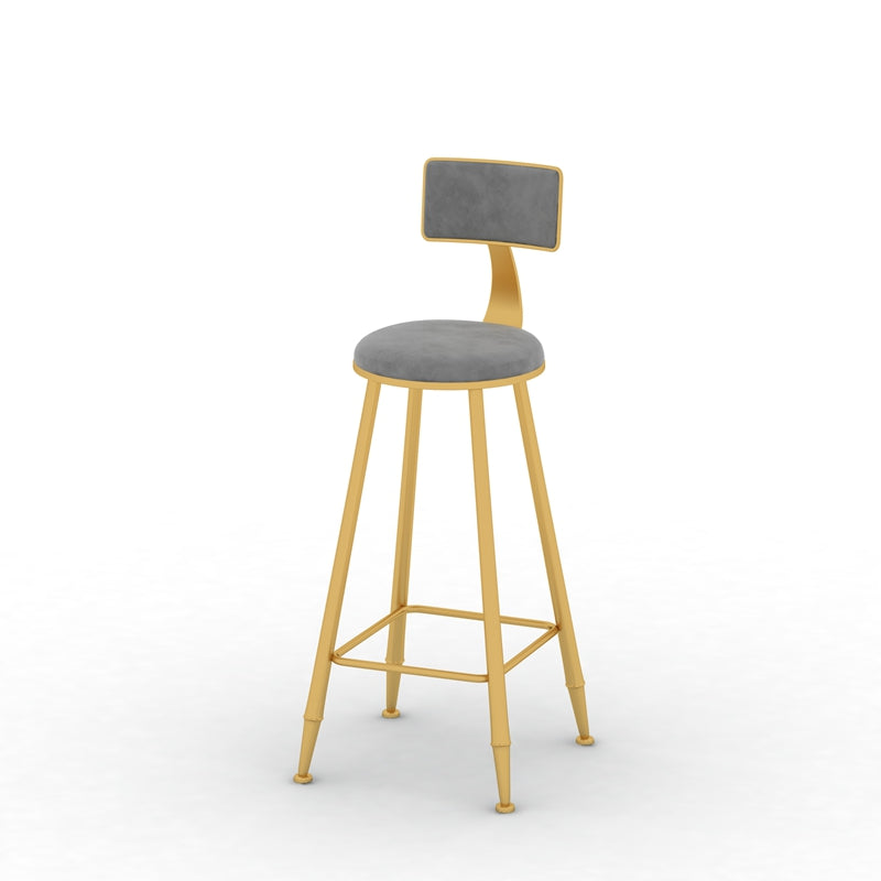 Nordic Glam Bar Stool Round Counter Bar-Stool with Metal Legs