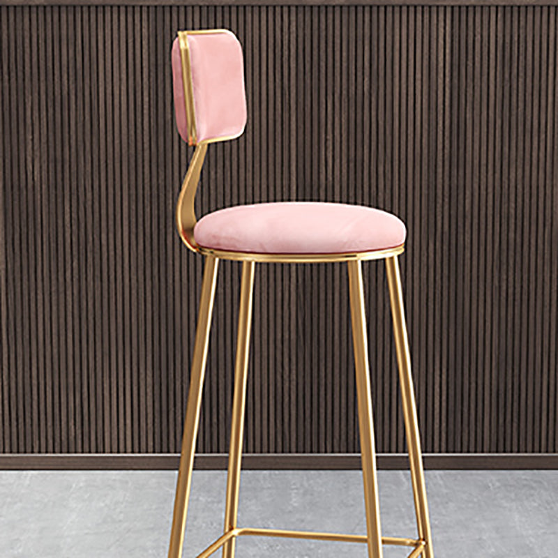 Nordic Glam Bar Stool Round Counter Bar-Stool with Metal Legs