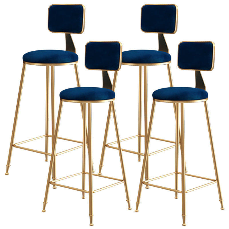 Nordic Glam Bar Stool Round Counter Bar-Stool with Metal Legs