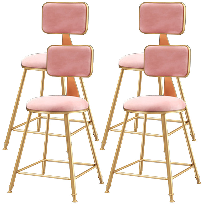 Nordic Glam Bar Stool Round Counter Bar-Stool with Metal Legs