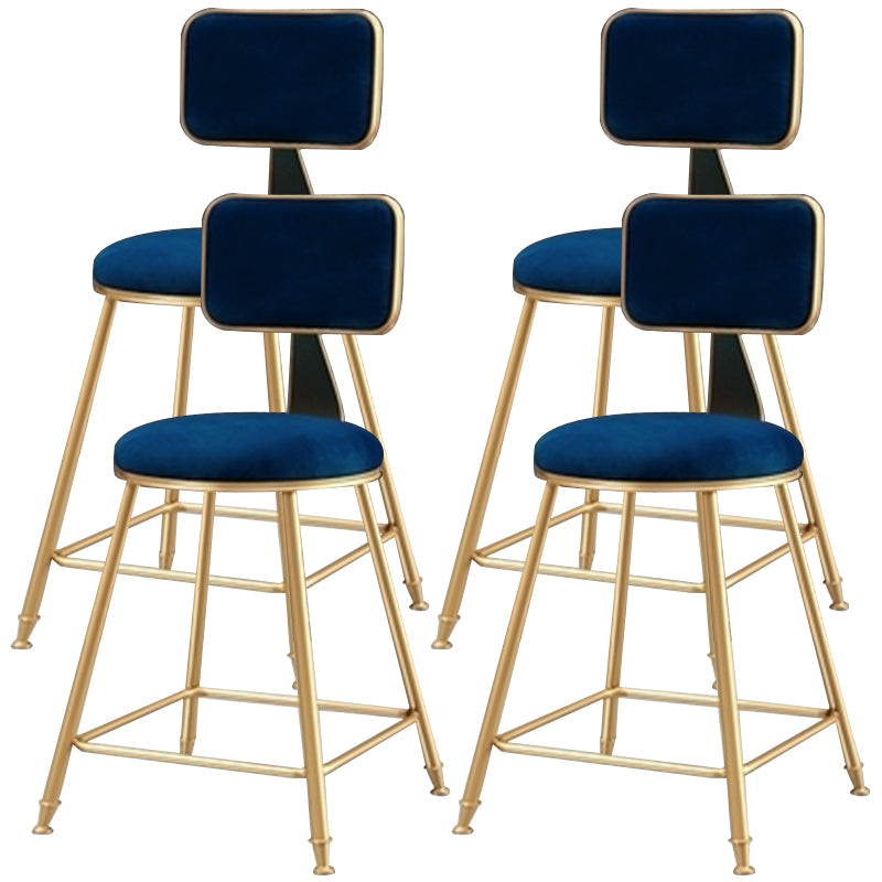 Nordic Glam Bar Stool Round Counter Bar-Stool with Metal Legs