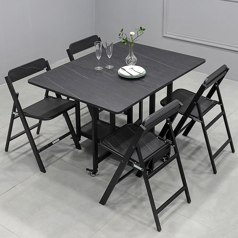 Modern 1/2/5/7 Pieces Foldable Dinette Set Black Wood Dining Table Set for Kitchen