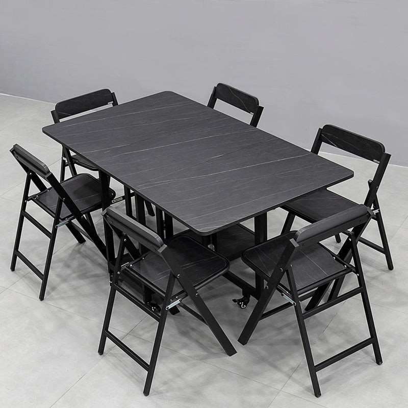 Modern 1/2/5/7 Pieces Foldable Dinette Set Black Wood Dining Table Set for Kitchen