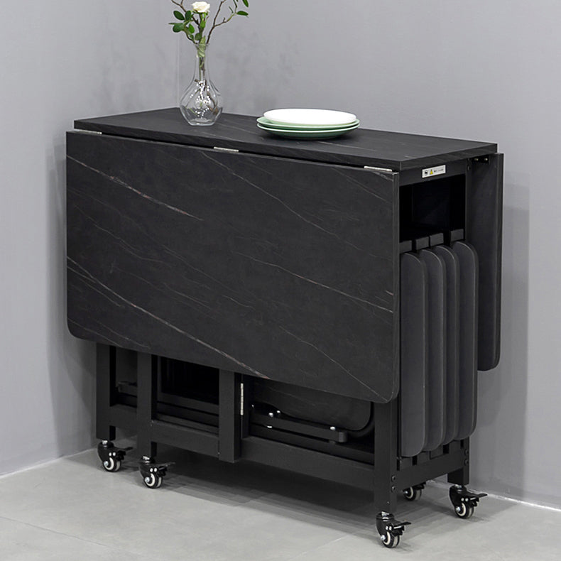 Modern 1/2/5/7 Pieces Foldable Dinette Set Black Wood Dining Table Set for Kitchen