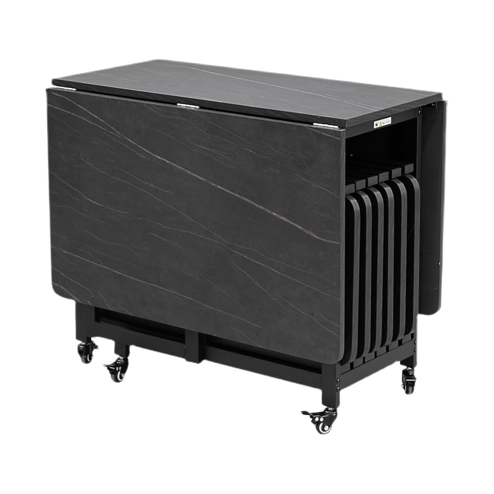 Modern 1/2/5/7 Pieces Foldable Dinette Set Black Wood Dining Table Set for Kitchen