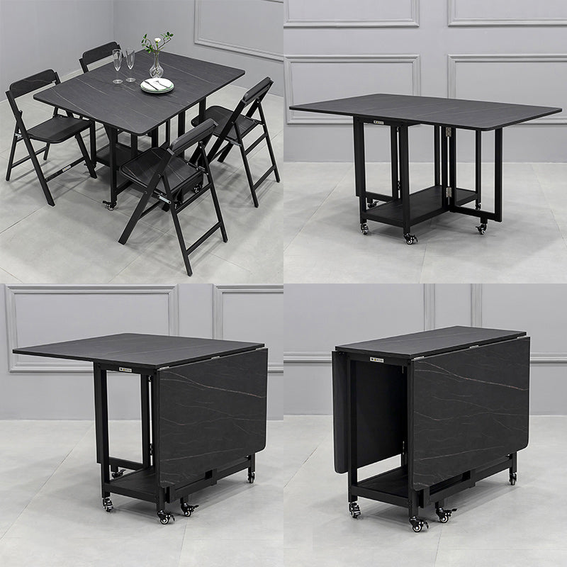 Modern 1/2/5/7 Pieces Foldable Dinette Set Black Wood Dining Table Set for Kitchen