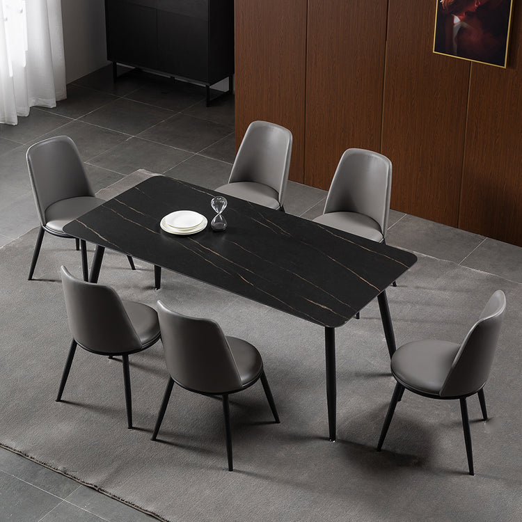 Modern 1/4/5/7 Pieces Rectangle Dinette Set with Sintered Stone Top Black Dining Table Set