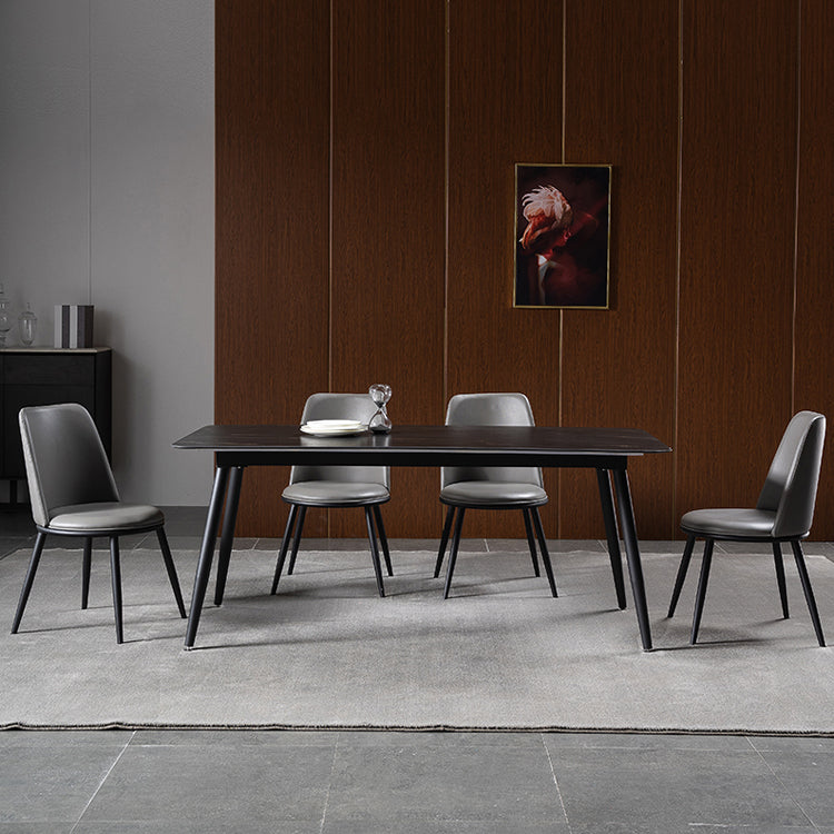 Modern 1/4/5/7 Pieces Rectangle Dinette Set with Sintered Stone Top Black Dining Table Set