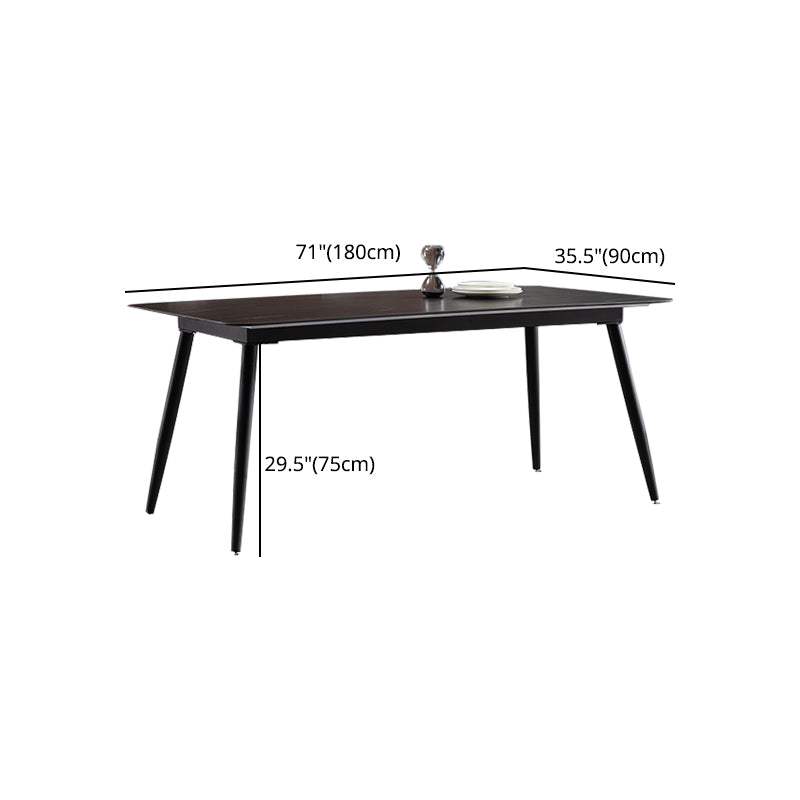Modern 1/4/5/7 Pieces Rectangle Dinette Set with Sintered Stone Top Black Dining Table Set