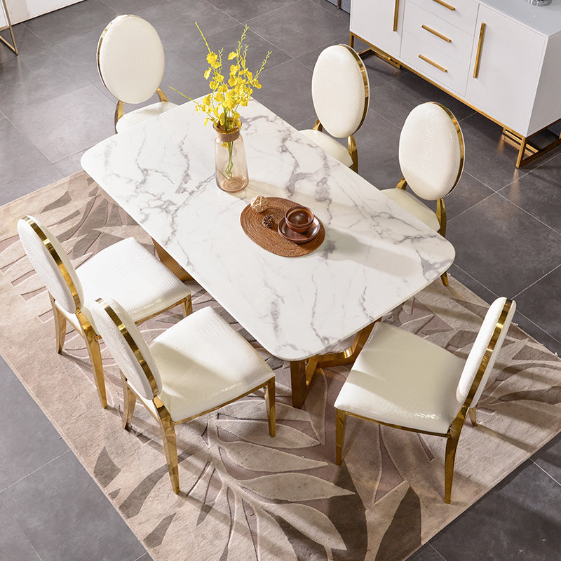 Glam 1/4/5/6/7 Pieces Dining Set Marble Dining Table Set for Dining Areas