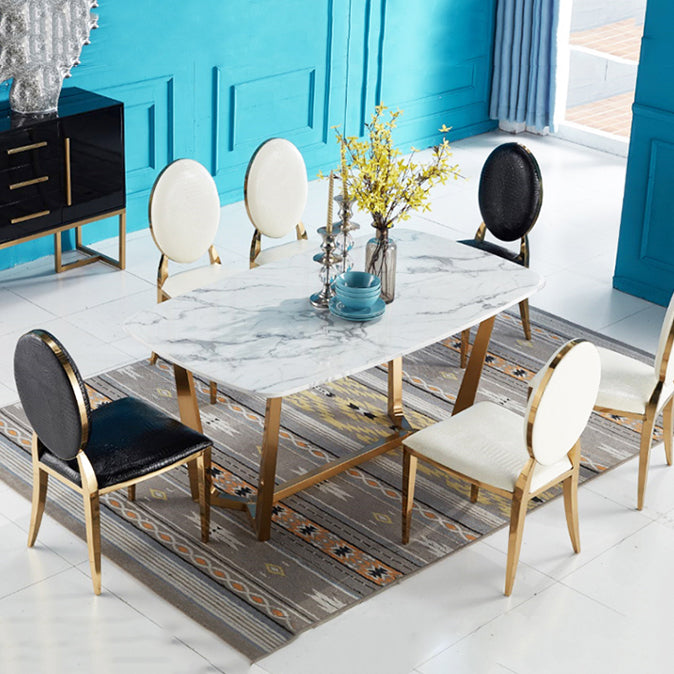 Glam 1/4/5/6/7 Pieces Dining Set Marble Dining Table Set for Dining Areas