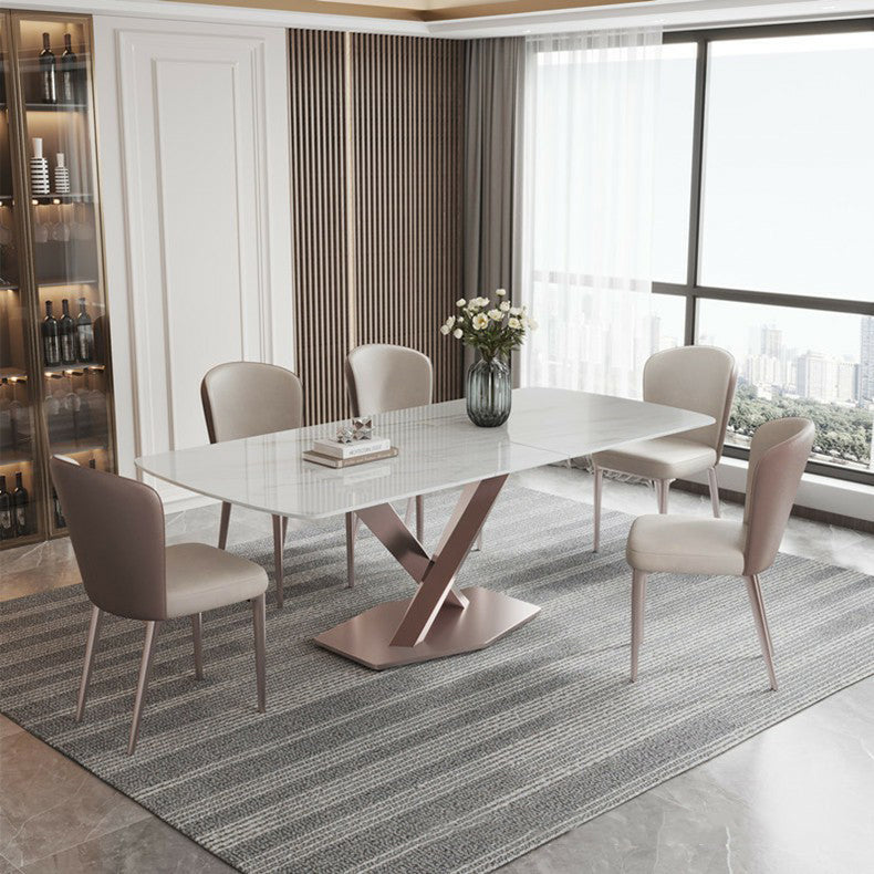 Nordic 1/2/5/6/7 Pieces Dining Set Sintered Stone Dining Table with Leather Chairs